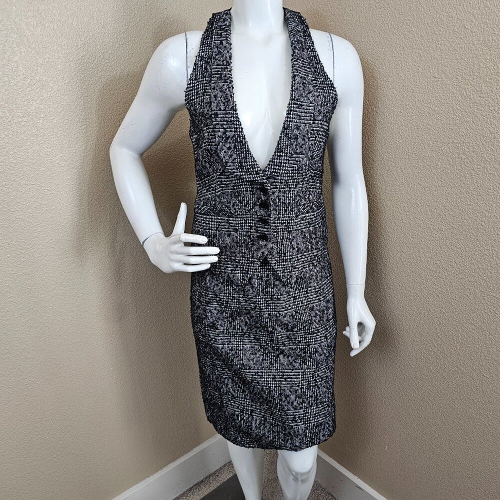 EXPREE DESIGN STUDIO Wool Blend Tweed Boucle Suit Vest Skirt Set~Size 6